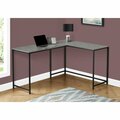 Daphnes Dinnette 58 in. Metal Corner Computer Desk Grey Stone-Look - Black DA3067087